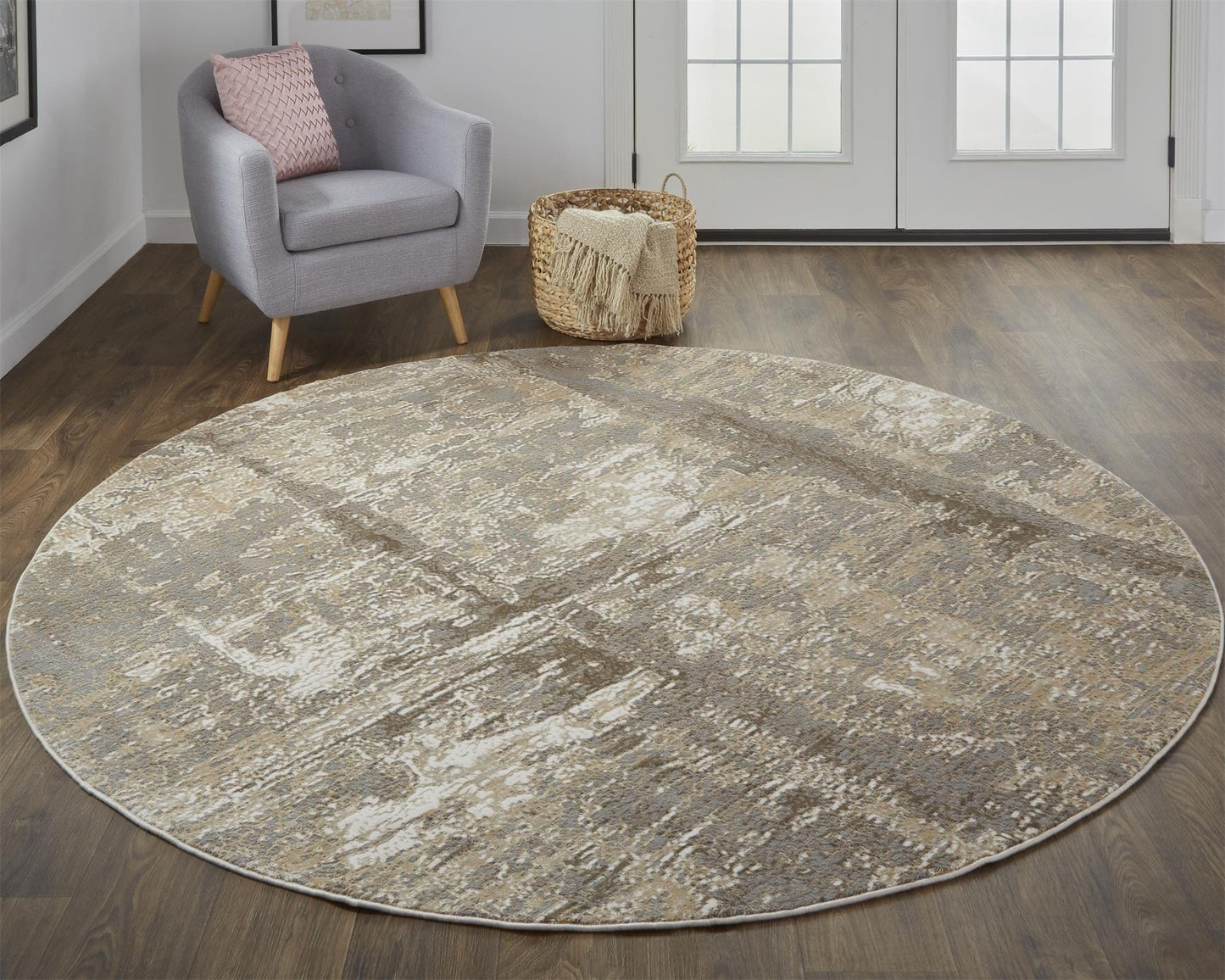 4' X 6' Tan Ivory And Brown Abstract Area Rug