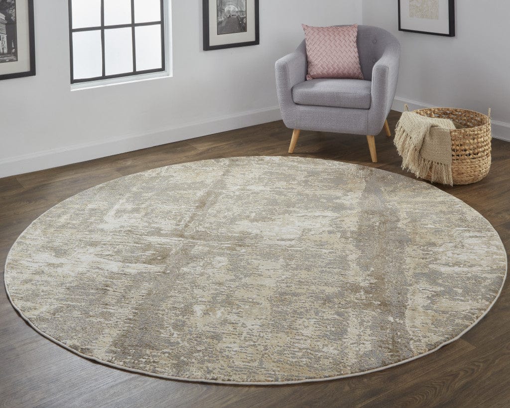 4' X 6' Tan Ivory And Brown Abstract Area Rug