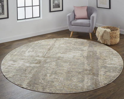 4' X 6' Tan Ivory And Brown Abstract Area Rug