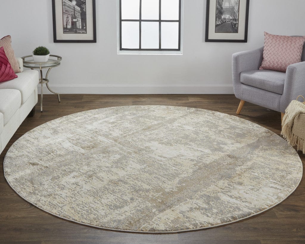 4' X 6' Tan Ivory And Brown Abstract Area Rug