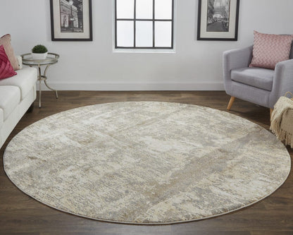 4' X 6' Tan Ivory And Brown Abstract Area Rug