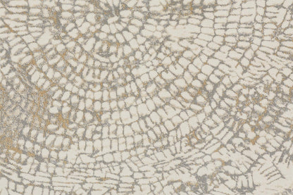 4' X 6' Ivory Tan And Gray Abstract Area Rug