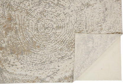 4' X 6' Ivory Tan And Gray Abstract Area Rug