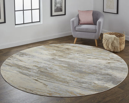 4' X 6' Ivory Tan And Brown Abstract Area Rug