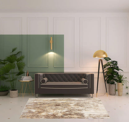 4' X 6' Tan Ivory And Brown Abstract Area Rug