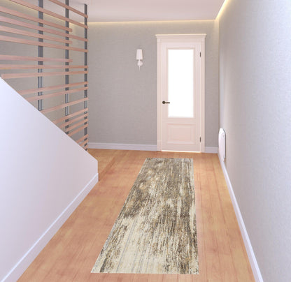 4' X 6' Tan Ivory And Brown Abstract Area Rug