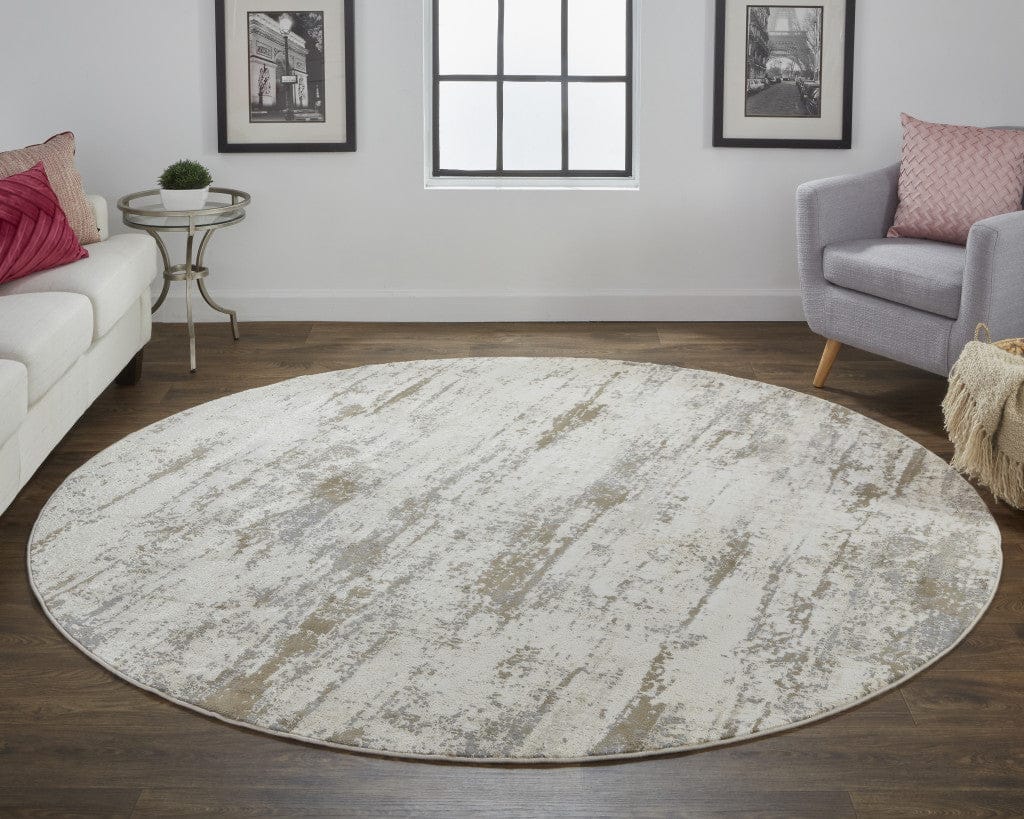 4' X 6' Ivory And Brown Abstract Area Rug