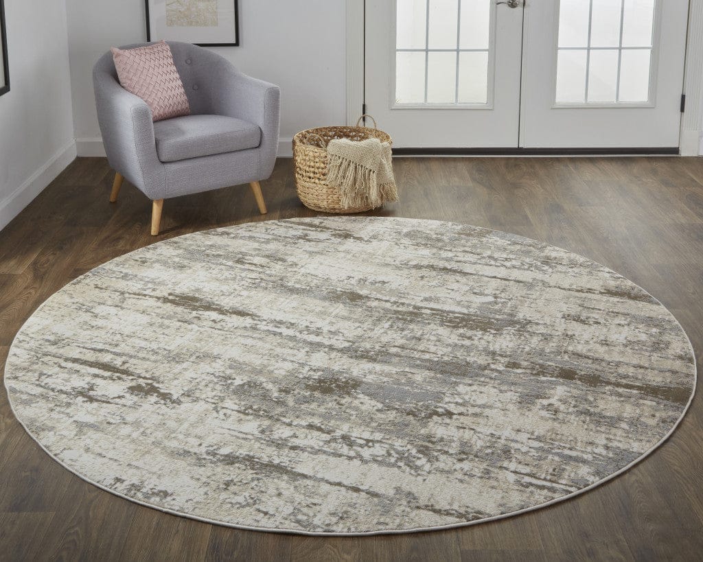 4' X 6' Ivory And Brown Abstract Area Rug
