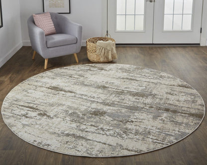 4' X 6' Ivory And Brown Abstract Area Rug