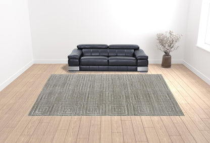 4' X 6' Gray And Silver Striped Hand Woven Area Rug