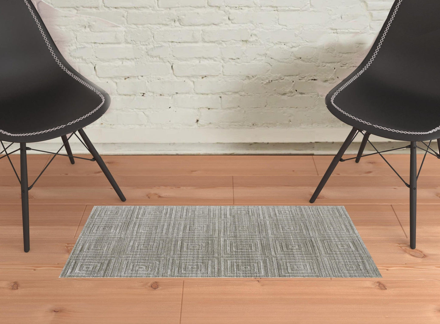 4' X 6' Gray And Silver Striped Hand Woven Area Rug
