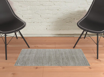 4' X 6' Gray And Silver Striped Hand Woven Area Rug