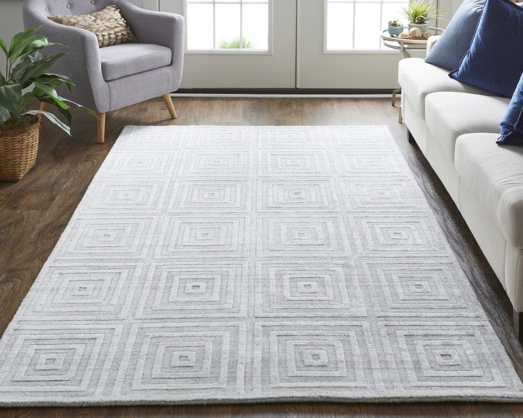 4' X 6' Gray And Silver Striped Hand Woven Area Rug