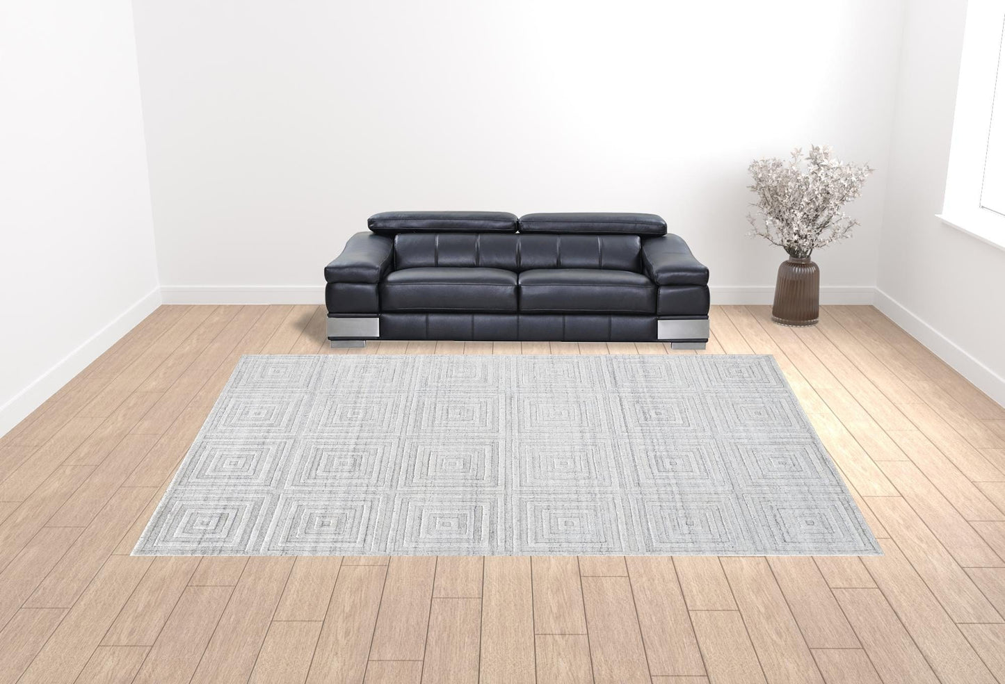 4' X 6' Gray And Silver Striped Hand Woven Area Rug