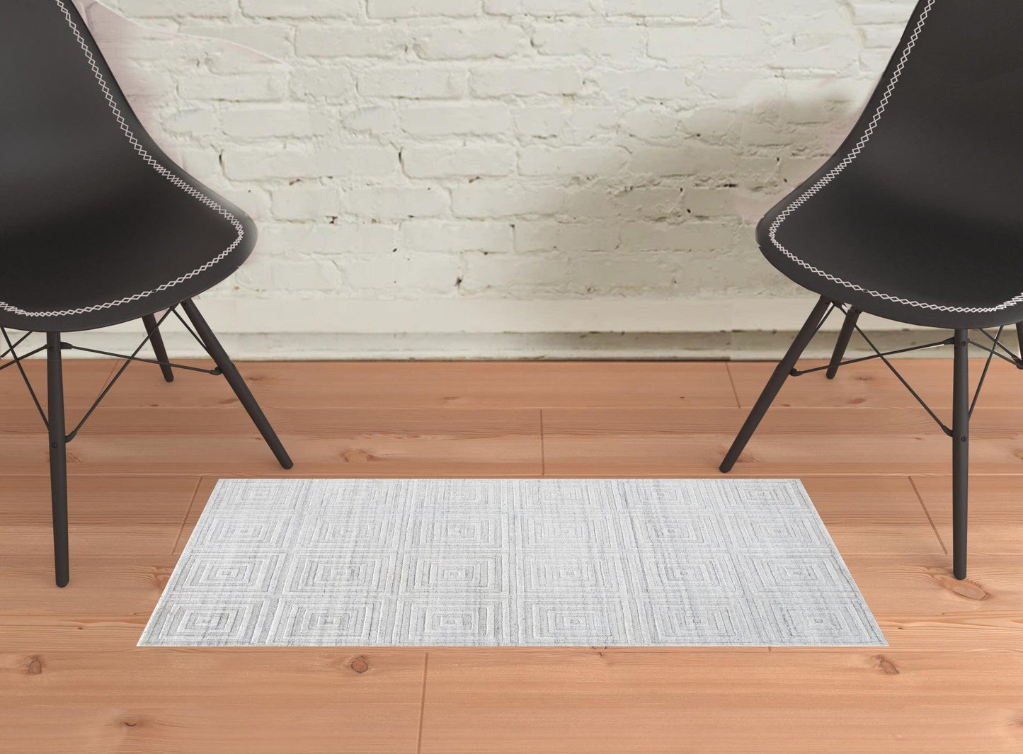 4' X 6' Gray And Silver Striped Hand Woven Area Rug