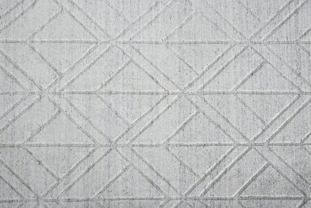 5' X 8' White And Silver Striped Hand Woven Area Rug