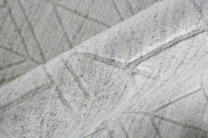 5' X 8' White And Silver Striped Hand Woven Area Rug