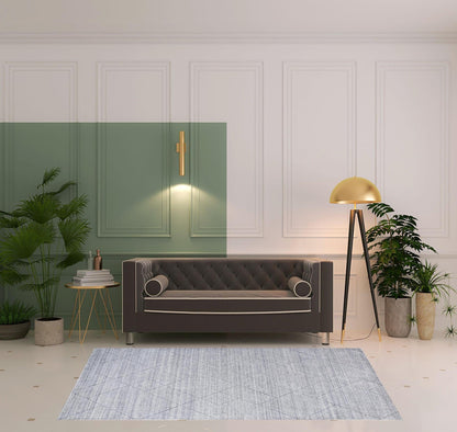 4' X 6' Ivory And Silver Striped Hand Woven Area Rug