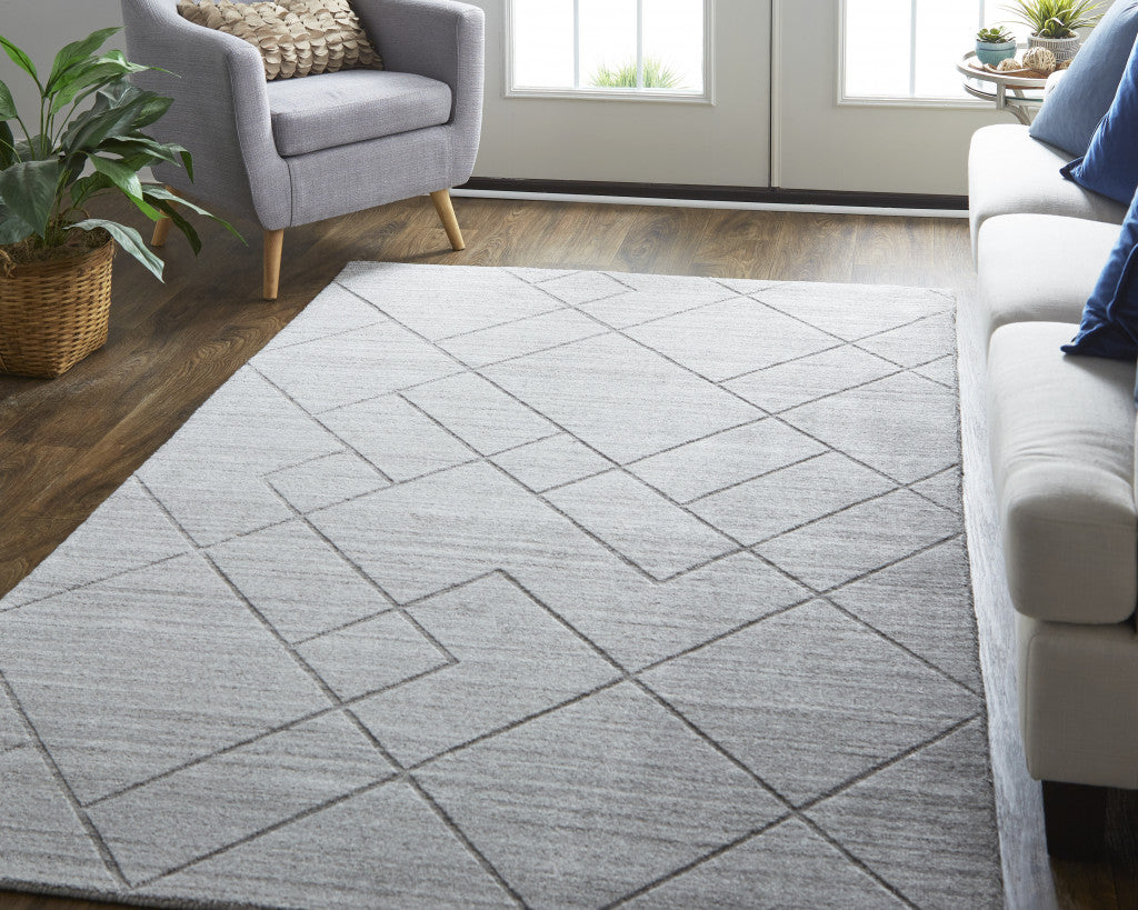 4' X 6' Ivory And Silver Striped Hand Woven Area Rug