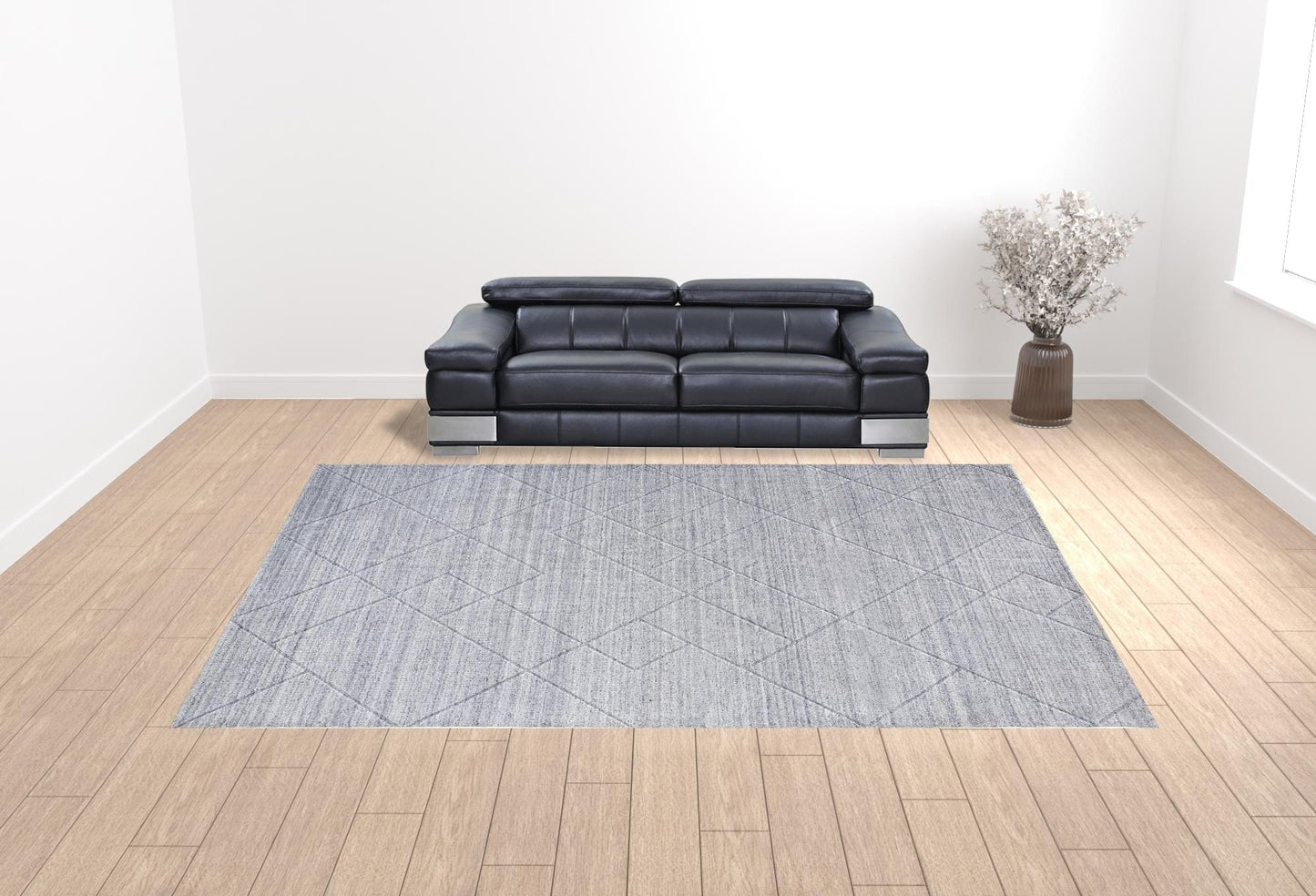 4' X 6' Ivory And Silver Striped Hand Woven Area Rug