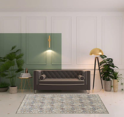 4' X 6' Taupe Ivory And Red Wool Patchwork Tufted Handmade Stain Resistant Area Rug