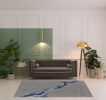 4' X 6' Gray And Blue Wool Abstract Tufted Handmade Area Rug