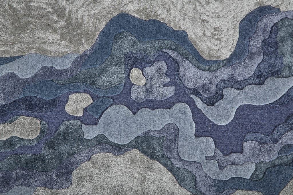 4' X 6' Tan Brown And Blue Wool Abstract Tufted Handmade Area Rug