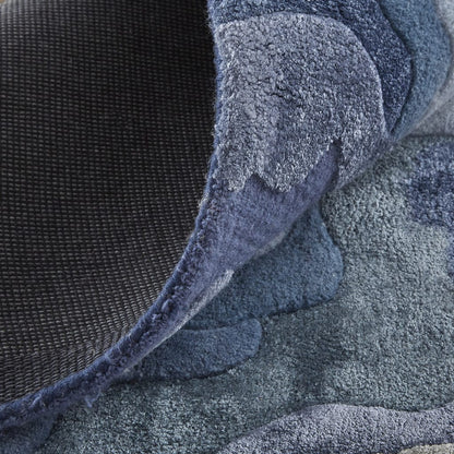 4' X 6' Tan Brown And Blue Wool Abstract Tufted Handmade Area Rug