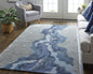 4' X 6' Tan Brown And Blue Wool Abstract Tufted Handmade Area Rug
