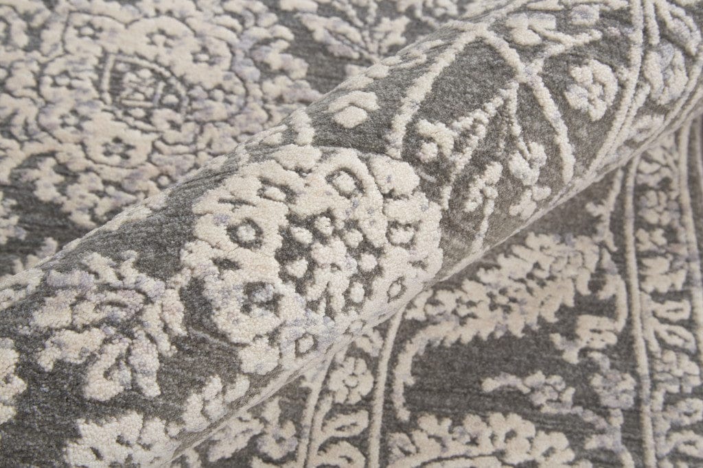 8' X 10' Taupe And Ivory Floral Power Loom Area Rug