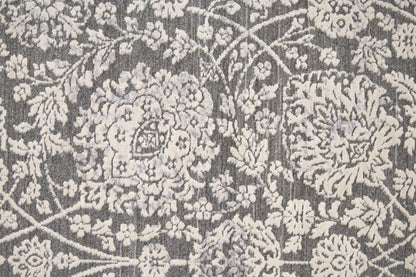 8' X 10' Taupe And Ivory Floral Power Loom Area Rug