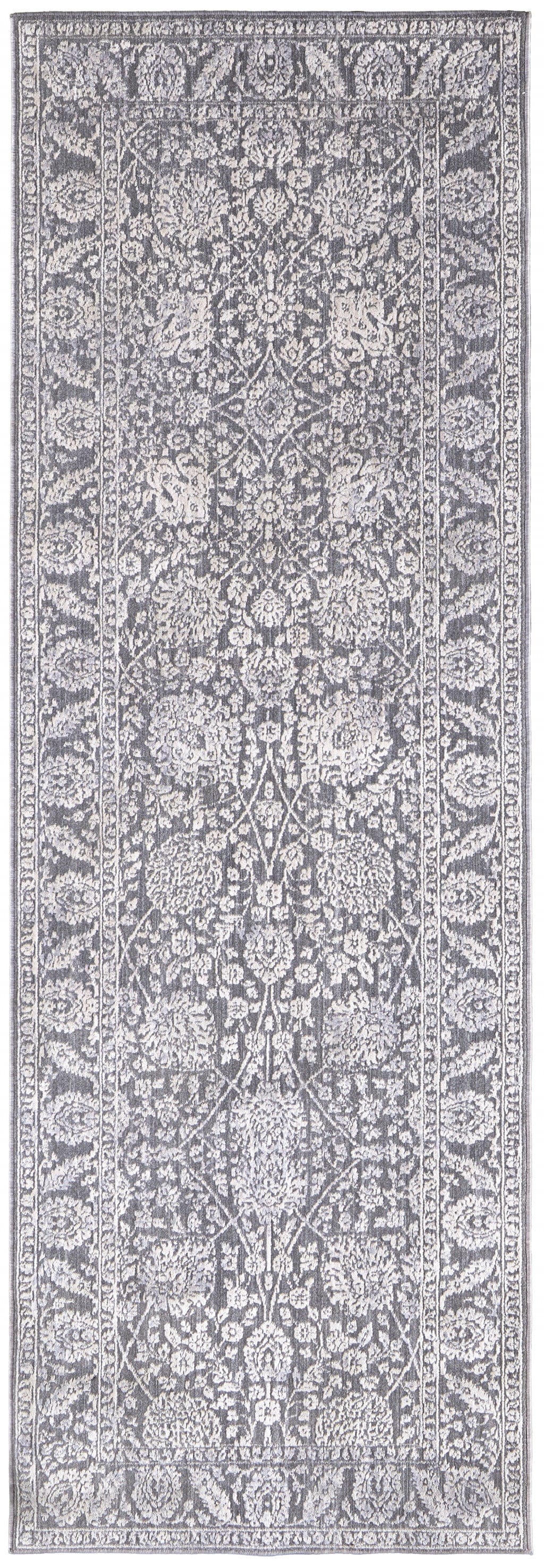 8' X 10' Taupe And Ivory Floral Power Loom Area Rug