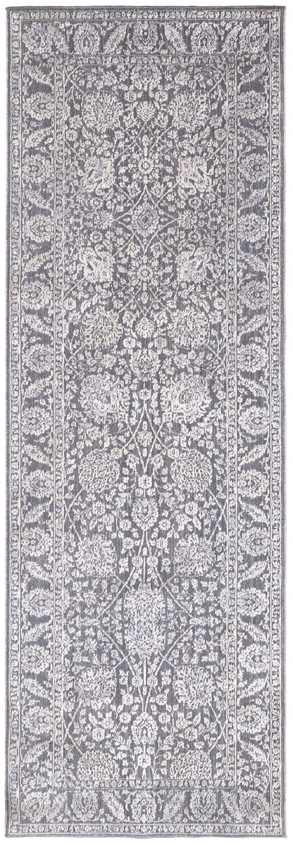 8' X 10' Taupe And Ivory Floral Power Loom Area Rug