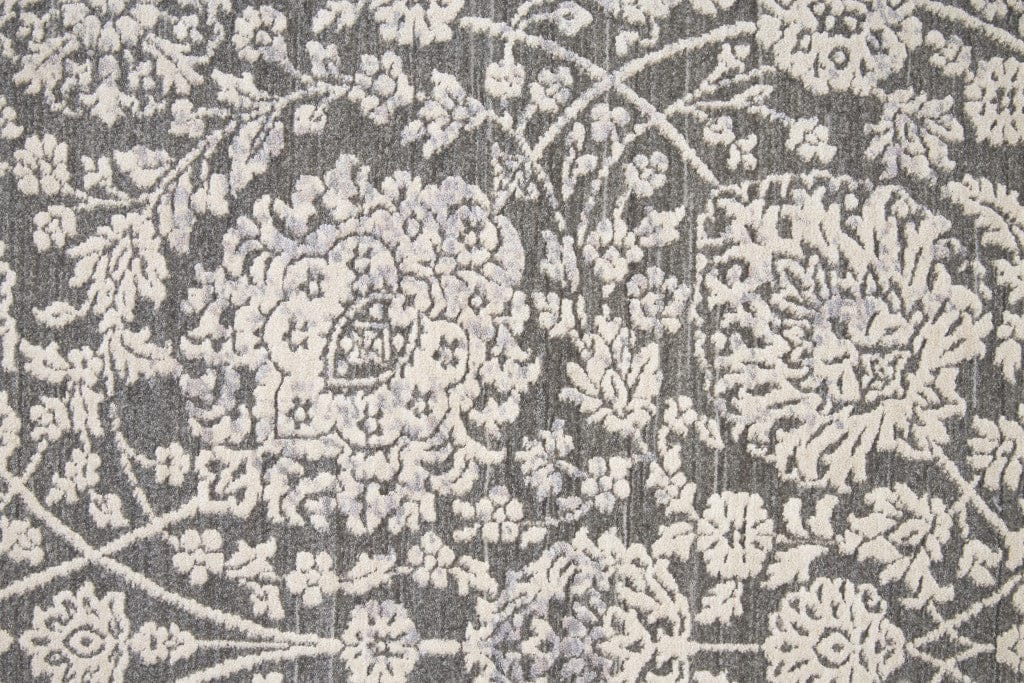 8' X 10' Taupe And Ivory Floral Power Loom Area Rug