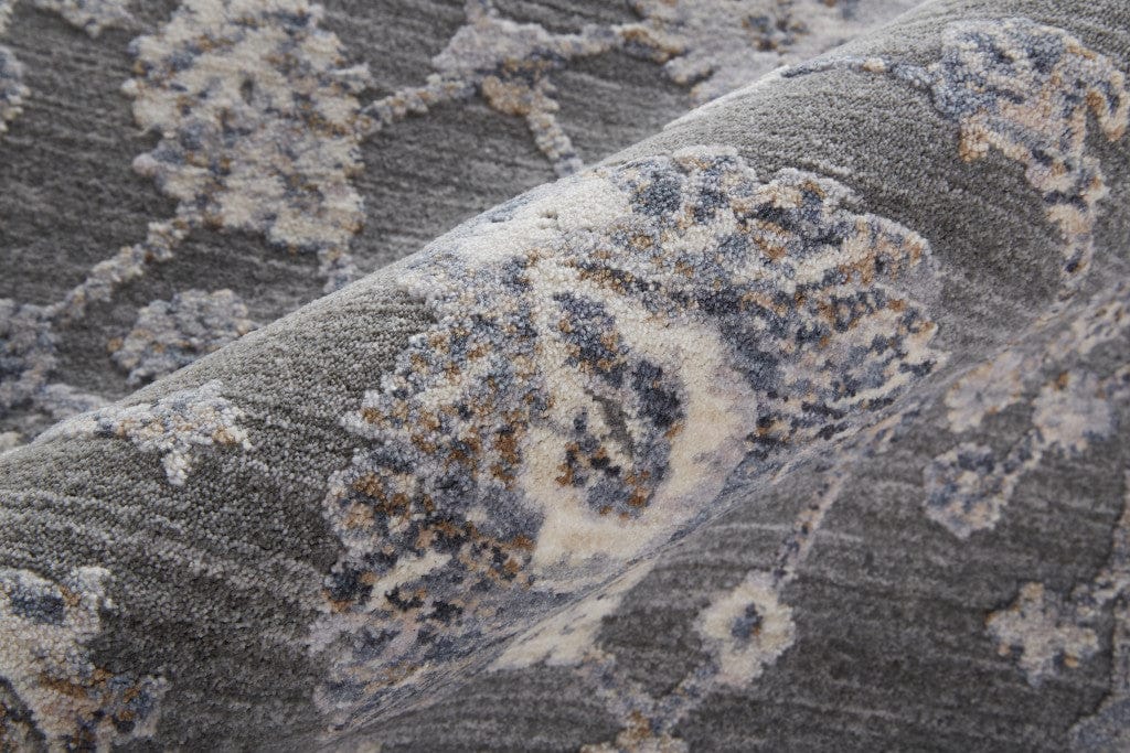 8' X 10' Gray Ivory And Red Floral Power Loom Area Rug