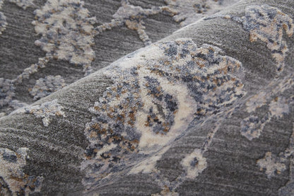 8' X 10' Gray Ivory And Red Floral Power Loom Area Rug