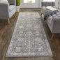8' X 10' Gray Ivory And Red Floral Power Loom Area Rug