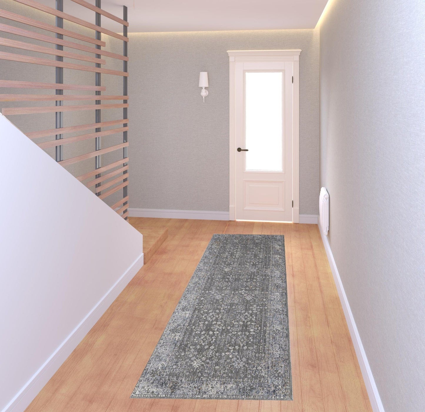 8' X 10' Taupe Gray And Orange Floral Power Loom Area Rug