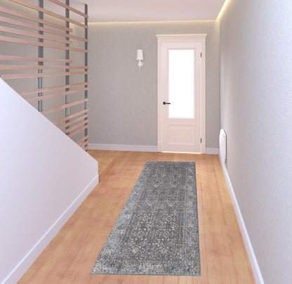 8' X 10' Taupe Gray And Orange Floral Power Loom Area Rug