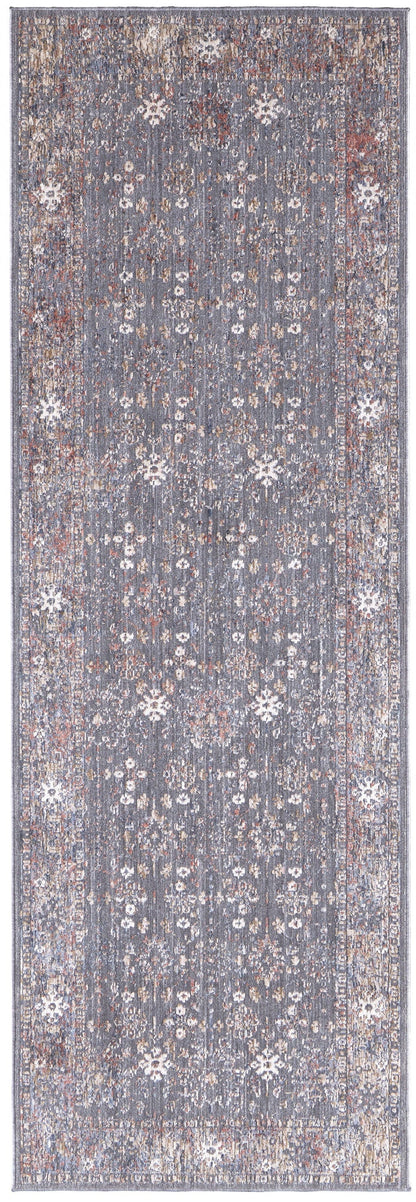 8' X 10' Taupe Gray And Orange Floral Power Loom Area Rug