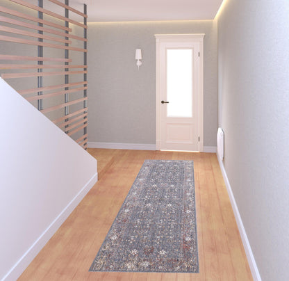 8' X 10' Taupe Gray And Orange Floral Power Loom Area Rug