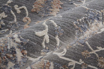 8' X 10' Gray Ivory And Tan Floral Power Loom Area Rug