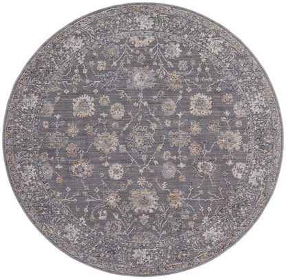8' X 10' Taupe Blue And Orange Floral Power Loom Area Rug