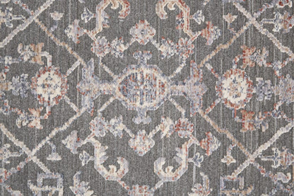 8' X 10' Gray Taupe And Pink Floral Power Loom Area Rug