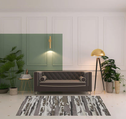 4' X 6' Brown And Ivory Abstract Power Loom Distressed Stain Resistant Area Rug