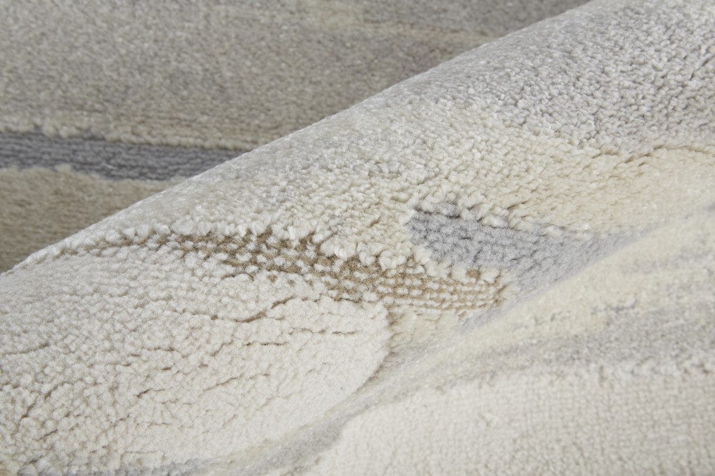 4' X 6' Brown And Ivory Abstract Power Loom Distressed Stain Resistant Area Rug