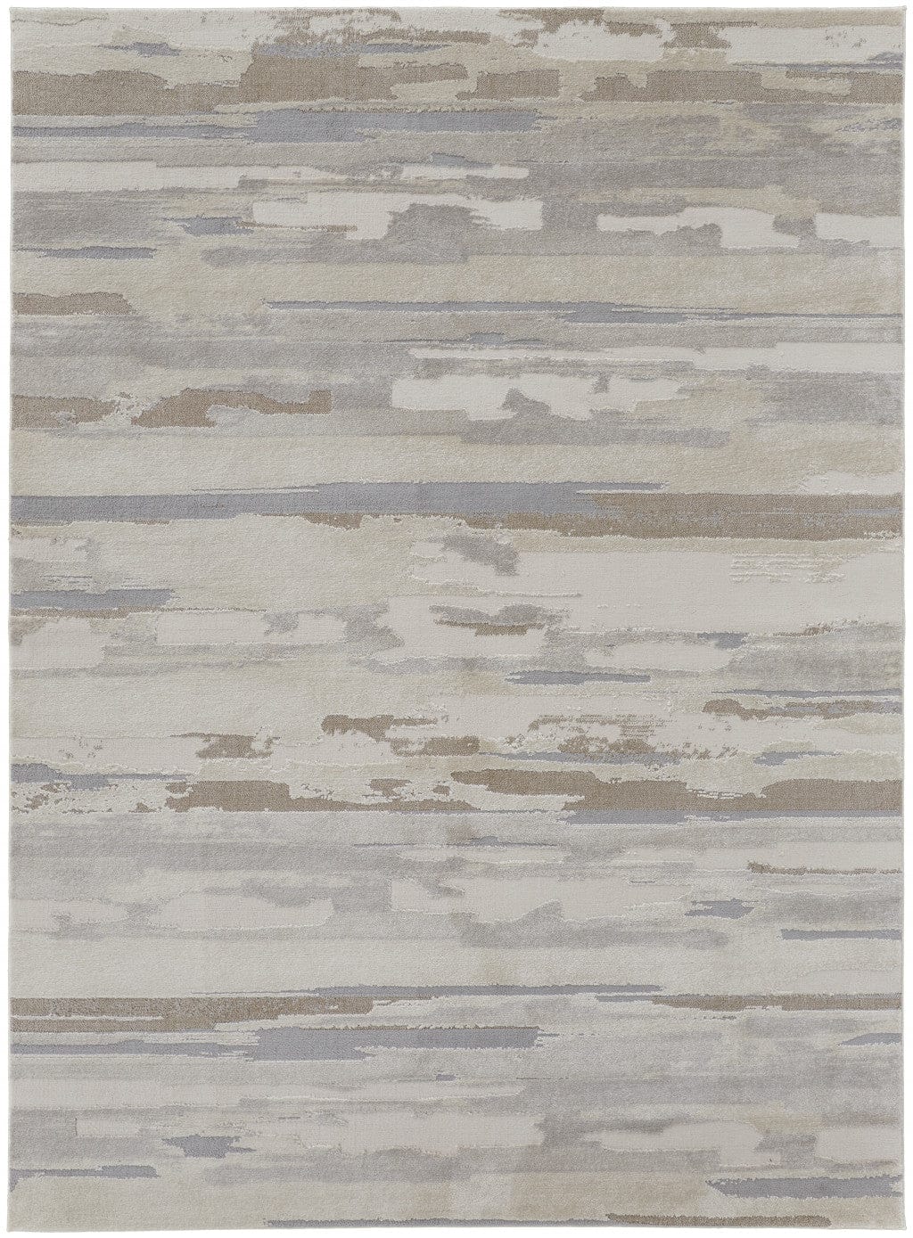 4' X 6' Brown And Ivory Abstract Power Loom Distressed Stain Resistant Area Rug