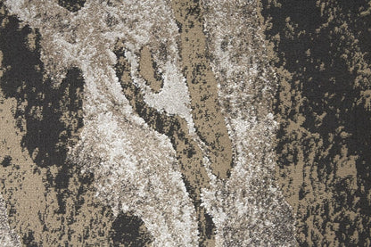 8' Ivory Brown And Taupe Abstract Power Loom Stain Resistant Runner Rug