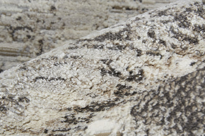 4' X 6' Ivory Gray And Brown Abstract Power Loom Distressed Stain Resistant Area Rug