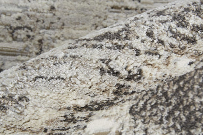 4' X 6' Ivory Gray And Brown Abstract Power Loom Distressed Stain Resistant Area Rug